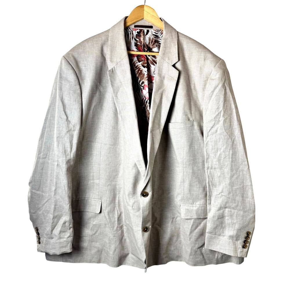 Johnny Bigg Linen Blend Blazer Mens Size 58 Tan Beige Summer Special Occasion